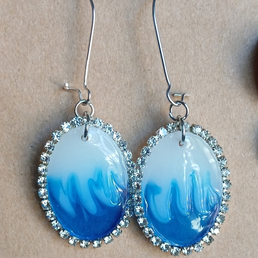 Blue Wave Resin Earrings